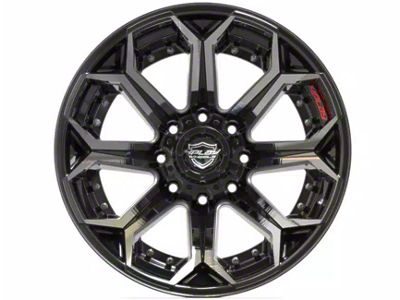 4Play 4P80R Gloss Black with Brushed Face 8-Lug Wheel; 22x12; -44mm Offset (23-24 F-350 Super Duty SRW)