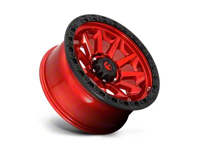 Fuel Wheels Covert Candy Red with Black Bead Ring 8-Lug Wheel; 17x9; 1mm Offset (23-24 F-350 Super Duty SRW)