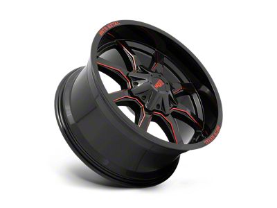 Moto Metal MO970 Gloss Black Milled with Red Tint and Moto Metal On Lip 8-Lug Wheel; 20x10; -18mm Offset (17-22 F-350 Super Duty SRW)