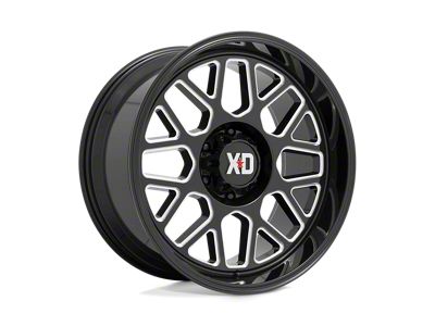 XD Grenade 2 Gloss Black Milled 8-Lug Wheel; 24x12; -44mm Offset (23-24 F-250 Super Duty)