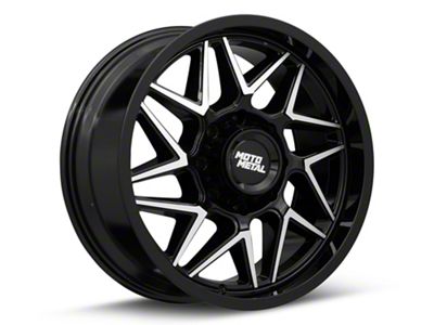 Moto Metal Turbine Gloss Black with Machined Face 8-Lug Wheel; 20x10; -18mm Offset (03-09 RAM 3500 SRW)