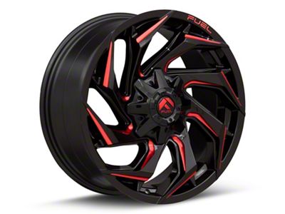 Fuel Wheels Reaction Gloss Black Milled with Red Tint 8-Lug Wheel; 18x9; -12mm Offset (07-10 Silverado 3500 HD SRW)