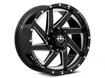 XF Offroad XF-205 Gloss Black Milled 6-Lug Wheel; 20x9; 0mm Offset (15-20 F-150)