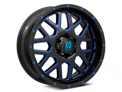 XD Grenade Satin Black Milled with Blue Clear Coat 6-Lug Wheel; 20x9; 18mm Offset (21-24 F-150)