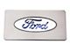 Stainless Ford Oval Logo Glove Box Trim; Green Carbon Fiber Inlay (09-14 F-150)