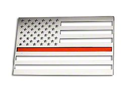 Stainless Steel American Flag Emblem; Polished with Thin Red Line (Universal; Some Adaptation May Be Required)