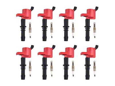 Ignition Coils; Red; Set of Eight (04-08 5.4L F-150)