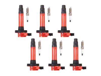 Ignition Coils; Red; Set of Six (11-17 3.5L V6, 3.7L F-150)