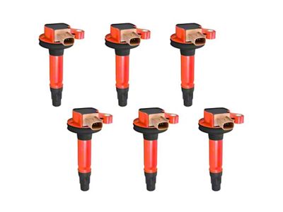 Ignition Coils; Red; Set of Six (11-16 3.5L EcoBoost F-150)