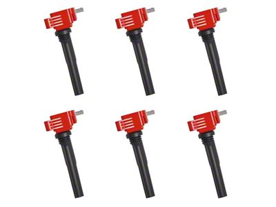 Ignition Coils; Red; Set of Six (17-21 3.5L EcoBoost F-150; 2021 3.5L PowerBoost F-150)