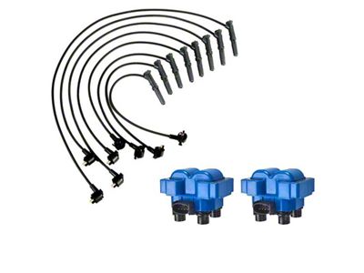 Ignition Coils with Spark Plug Wires; Blue (97-99 4.6L F-150)