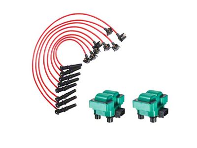 Ignition Coils with Spark Plug Wires; Green (97-99 4.6L F-150)