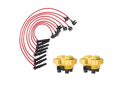 Ignition Coils with Spark Plug Wires; Yellow (97-99 4.6L F-150)