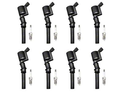 Ignition Coils with Spark Plugs; Black (00-10 4.6L F-150)