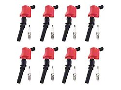 Ignition Coils with Spark Plugs; Red (00-10 4.6L F-150)