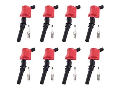 Ignition Coils with Spark Plugs; Red (00-08 4.6L F-150)