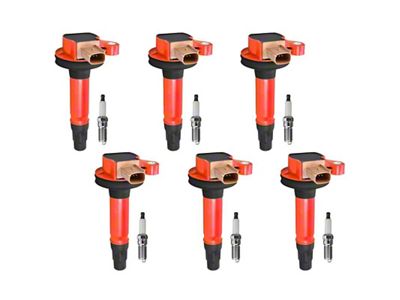 Ignition Coils with Spark Plugs; Red (11-16 3.5L EcoBoost F-150)