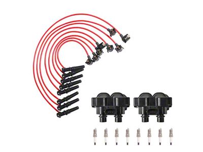 Ignition Coils with Spark Plugs and Wires; Black (97-99 4.6L F-150)