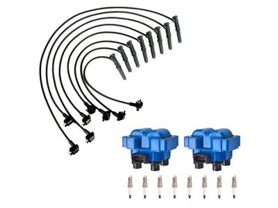 Ignition Coils with Spark Plugs and Wires; Blue (97-99 4.6L F-150)