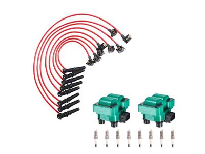 Ignition Coils with Spark Plugs and Wires; Green (97-99 4.6L F-150)