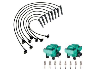 Ignition Coils with Spark Plugs and Wires; Green (97-99 4.6L F-150)