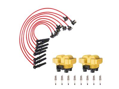 Ignition Coils with Spark Plugs and Wires; Yellow (97-99 4.6L F-150)