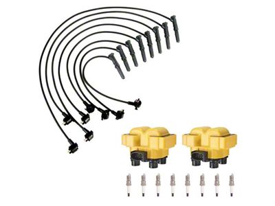 Ignition Coils with Spark Plugs and Wires; Yellow (97-99 4.6L F-150)