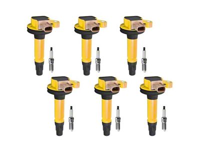 Ignition Coils with Spark Plugs; Yellow (11-16 3.5L EcoBoost F-150)