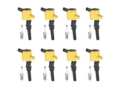 Ignition Coils; Yellow; Set of Eight (97-03 V8 F-150; 05-10 4.6L F-150)