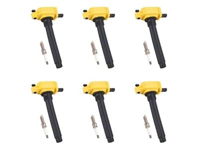 Ignition Coils with Spark Plugs; Yellow (13-18 3.6L RAM 1500)