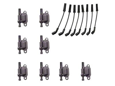 Ignition Coils with Spark Plug Wires; Black (07-08 V8 Sierra 1500)