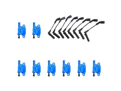 Ignition Coils with Spark Plug Wires; Blue (07-18 V8 Sierra 1500)
