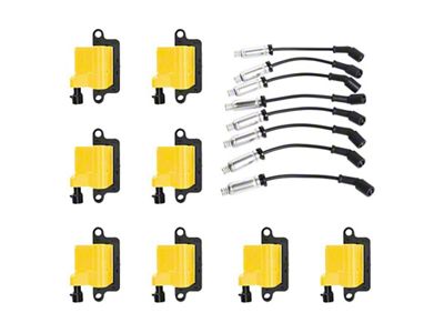 Ignition Coils with Spark Plug Wires; Yellow (99-06 4.8L Sierra 1500; 2005 6.0L Sierra 1500; 2006 5.3L Sierra 1500)