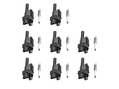 Ignition Coils with Spark Plugs; Black (07-08 V8 Sierra 1500)