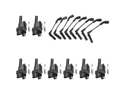 Ignition Coils with Spark Plugs and Wires; Black (07-13 V8 Sierra 1500)