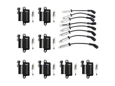 Ignition Coils with Spark Plugs and Wires; Black (99-06 4.8L, 5.3L Sierra 1500; 01-06 6.0L Sierra 1500)