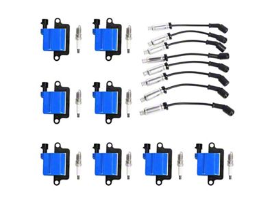 Ignition Coils with Spark Plugs and Wires; Blue (99-06 4.8L, 5.3L Sierra 1500; 01-06 6.0L Sierra 1500)