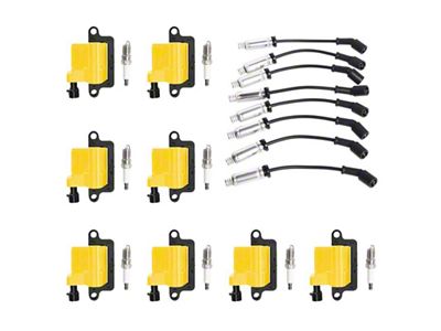 Ignition Coils with Spark Plugs and Wires; Yellow (99-06 4.8L, 5.3L Sierra 1500; 01-06 6.0L Sierra 1500)
