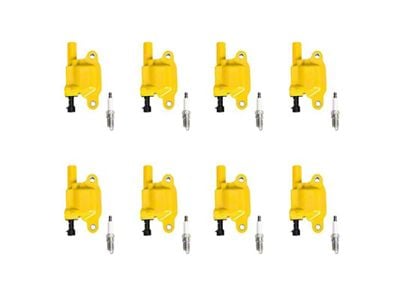 Ignition Coils with Spark Plugs; Yellow (07-08 V8 Sierra 1500)