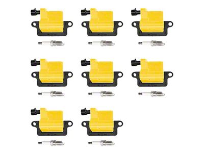 Ignition Coils with Spark Plugs; Yellow (99-06 4.8L Sierra 1500; 2005 6.0L Sierra 1500; 2006 5.3L Sierra 1500)