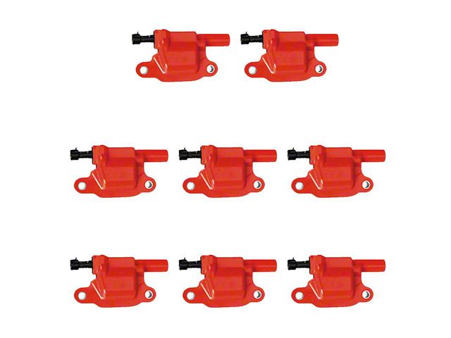 Ignition Coils; Red; Set of Eight (07-16 6.0L Sierra 2500 HD)