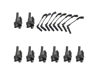Ignition Coils with Spark Plug Wires; Black (2008 6.0L Sierra 2500 HD)