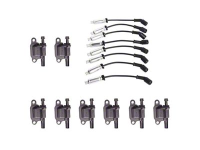 Ignition Coils with Spark Plug Wires; Black (2008 6.0L Sierra 2500 HD)