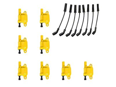 Ignition Coils with Spark Plug Wires; Yellow (07-18 6.0L Sierra 2500 HD)