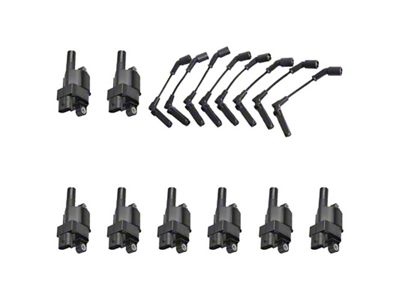 Ignition Coils with Spark Plug Wires; Black (2008 6.0L Sierra 3500 HD)