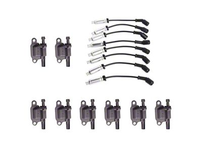 Ignition Coils with Spark Plug Wires; Black (2008 6.0L Sierra 3500 HD)