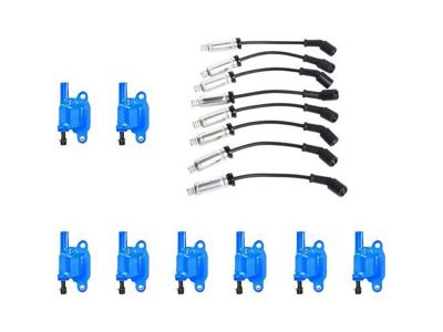 Ignition Coils with Spark Plug Wires; Blue (07-18 6.0L Sierra 3500 HD)