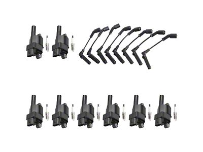 Ignition Coils with Spark Plugs and Wires; Black (07-16 Sierra 3500 HD)