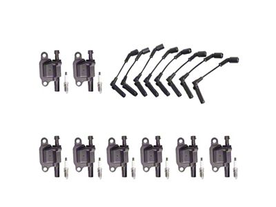 Ignition Coils with Spark Plugs and Wires; Black (07-18 6.0L Sierra 3500 HD)
