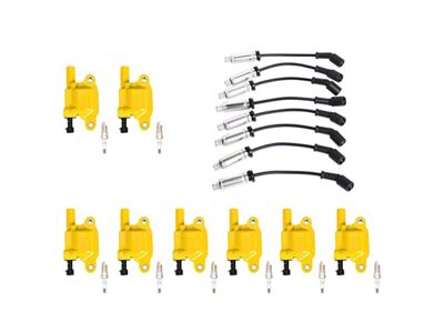 Ignition Coils with Spark Plugs and Wires; Yellow (07-18 6.0L Sierra 3500 HD)
